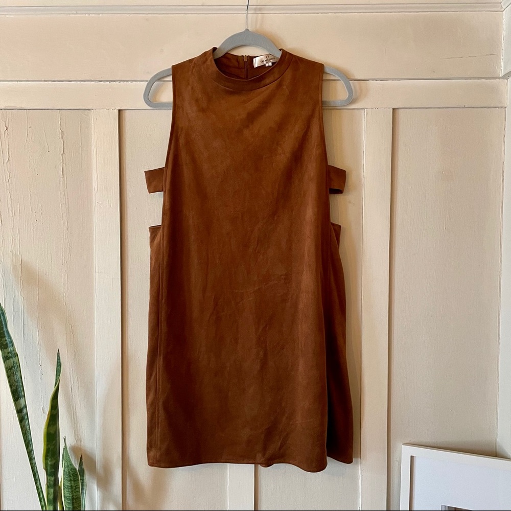 Faux Suede Tank Mini Dress size L NWOT